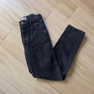 Doen High Rise Jeans Button Fly Black Denim